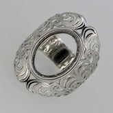 Sterling Silver Semi Mount Ring Setting Oval OV 15x11mm Cabochon Filigree - Syzjewelry